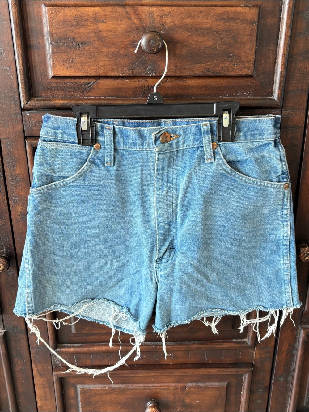 Wrangler Light Blue Distressed Denim Cutoff Shorts